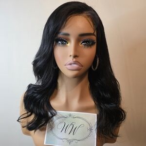 Natural Black Body Wave Face-Framing Human Hair Wig